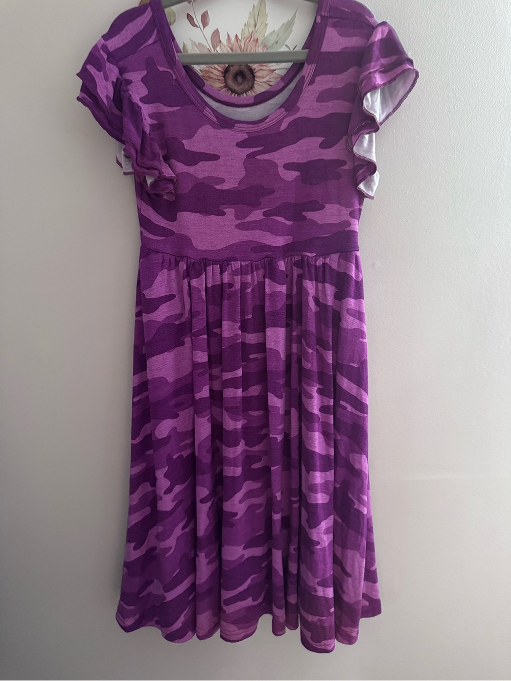 Little sleepies Girls Purple Camo Short Sleeve Dress Euc 8